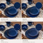 MALACASA 16 Pieces Dinnerware Sets, Farmhouse Plates and Bowls Sets, Embossed - Image 9