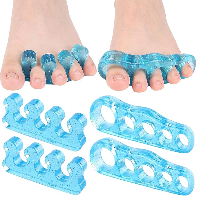 Dr. JK- ToePal Gel Toe Separator, 4 Pairs, Blue, Toe Spacers, Bunion Corrector, Christmas Gifts