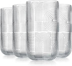 Glaver's Drinking Glasses, Highball Glasses, 17 Ounce Thick Embossed Designed - Image 5