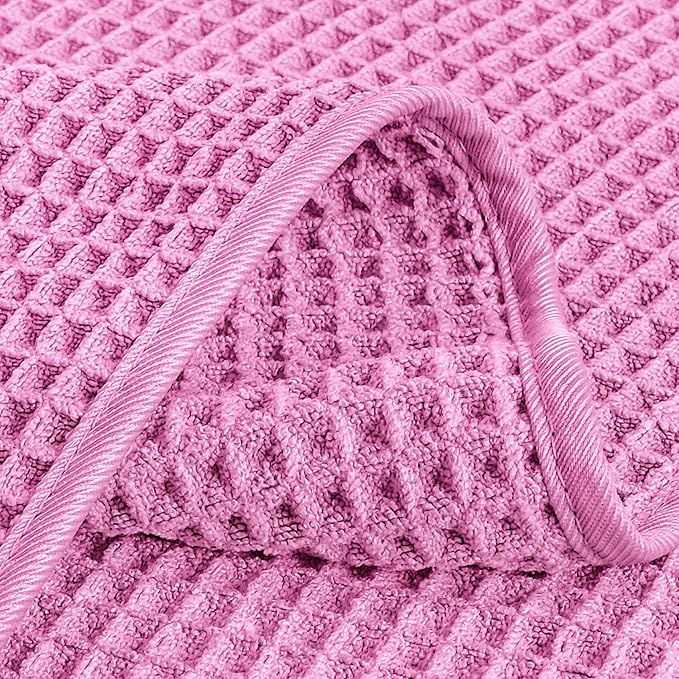 POLYTE Microfiber Lint Free Washcloth Face Towel, 13 x 13 in, 4 Pack (Waffle Weave)