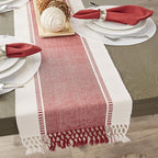 DII Dobby Stripe Table Runner, Barn Red & Cream Background | Woven Decorative - Image 6