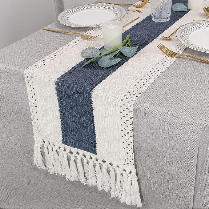 Boho Table Runner for Home Decor 12x90 Blue Fall Rustic Decorations | 90 Inches - Image 5