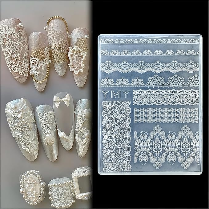 3D Lace Nail Art Molds Design, Silicone Nails Tool Y2k Decoration