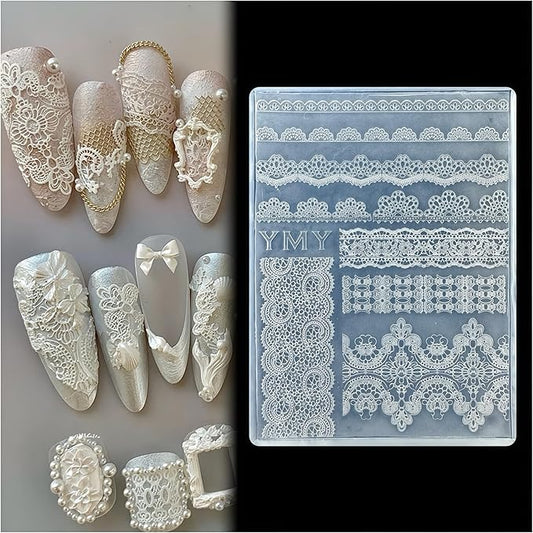 3D Lace Nail Art Molds Design, Silicone Nails Tool Y2k Decoration