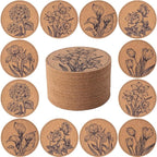 Cork Coasters for Drinks Absorbent Non Slip 12pcs 4 Inch Flower | Coaster for by Staruby