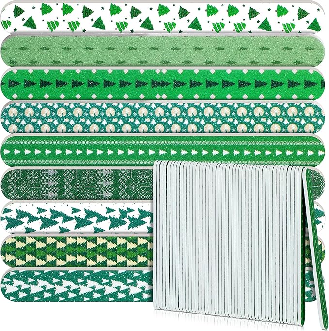 45 Pack Christmas Nail Files Gifts Bulk Holiday Emery Boards Double-Sided Christmas Party Nail Files Bulk Stocking Stuffers Christian Gifts for Women Customers Coworkers Staff(Christmas Tree)