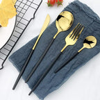 JASHII Flatware Serving Set 24 Piece, Stainless Steel Silverware Set, Titanium - Image 7