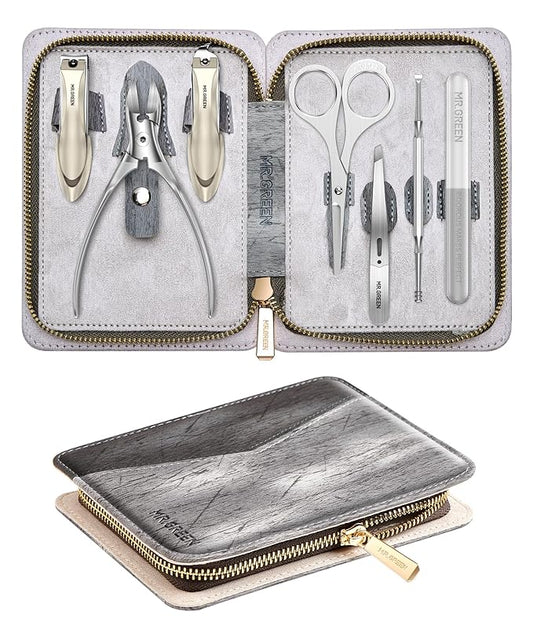 MR.GREEN Manicure Set, German Stainless Nail Clippers Set Anti Splash, Heavy Duty Fingernail& Toenail Clipper for Men& Women, Professional Personal Care Tools with Exquisite Travel Case