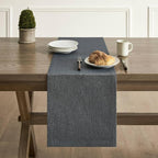 Basic Linen Style Table Runner, 14x36 Inch Charcoal | Mitered Corner Design - Image 2