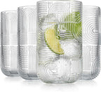 Glaver's Drinking Glasses, Highball Glasses, 17 Ounce Thick Embossed Designed - Image 6