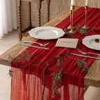 10Pcs Red Cheesecloth Table Runner 120 Inches by KEKETOARRANGE