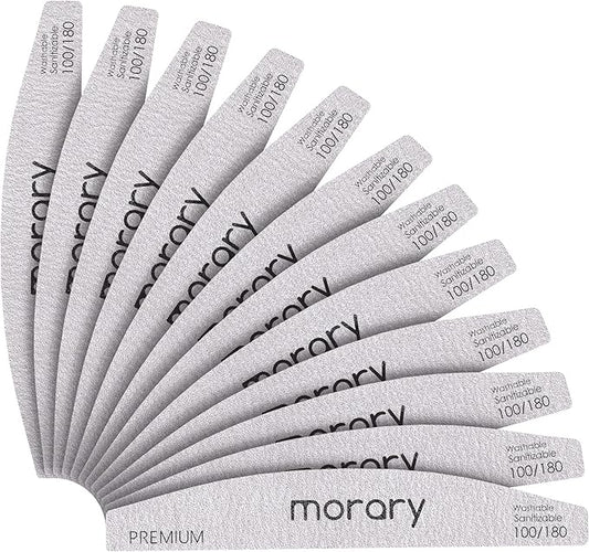 Nail File 100/180 Grit Nail Files for Natural Nails Acrylic Nails Double Sided Emery Board Fingernail Files Limas para Acrilico 12 Pack