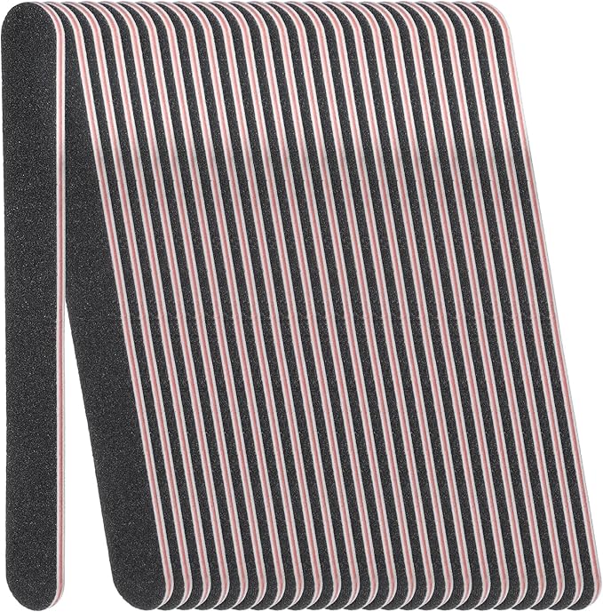 Nail Files (200 Pack), Professional Emery Board 100/180 Grit Nail File Double Sided Emory for Natural and Acrylic Nails Fingernail Files for Gel Nail Reusable Manicure Disposable Pedicure Black