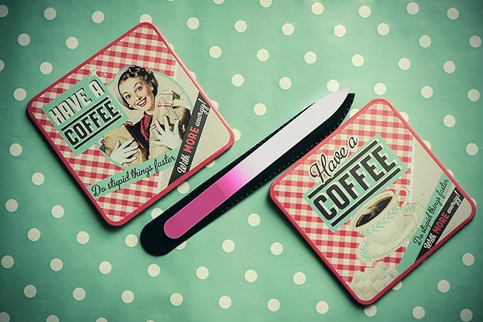 Color Crystal Nail File in Black Pouch - Czech Tempered Glass - Handmade in Czech Republic