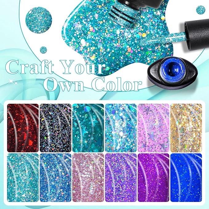 MEET ACROSS 18pcs Gel Nail Polish Set Soak Off UV LED Lamp Gel Nail Polish Kit (SET-6, 18pcs)