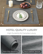 Leetaltree Reversible Faux Leather Placemats and Coasters Set of 16, 12x17 Inch - Image 5