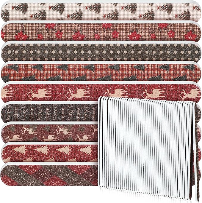 45 Pack Christmas Nail Files Gifts Bulk Holiday Emery Boards Double-Sided Christmas Party Nail Files Bulk Stocking Stuffers Christian Gifts for Women Customers Coworkers Staff(Vintage)