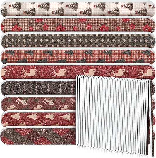 45 Pack Christmas Nail Files Gifts Bulk Holiday Emery Boards Double-Sided Christmas Party Nail Files Bulk Stocking Stuffers Christian Gifts for Women Customers Coworkers Staff(Vintage)