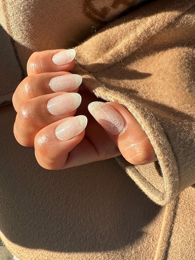 NOVA, Semi Cured Gel Nail Strips (Silver Belle) - The 10 Minute Manicure. Female Founded, Salon-Quality, Easy to Apply & Remove - Incl. Nail File & Wooden Stick (Silver Belle)