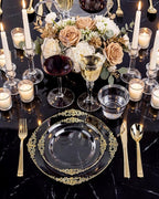 Nervure 600Pcs Clear and Gold Plastic Plates, Dinnerware Set - Image 2