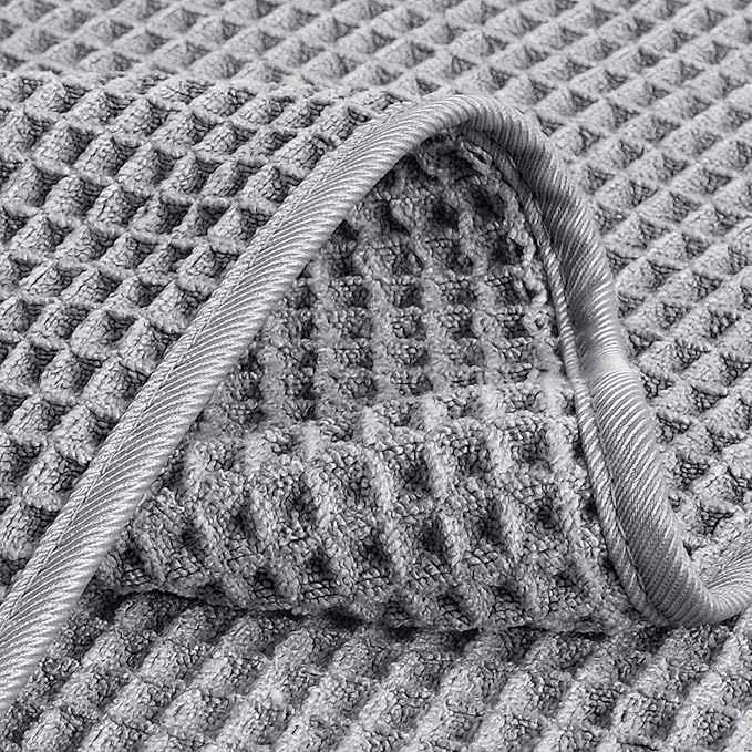 POLYTE Microfiber Lint Free Washcloth Face Towel, 13 x 13 in, 4 Pack (Waffle Weave)