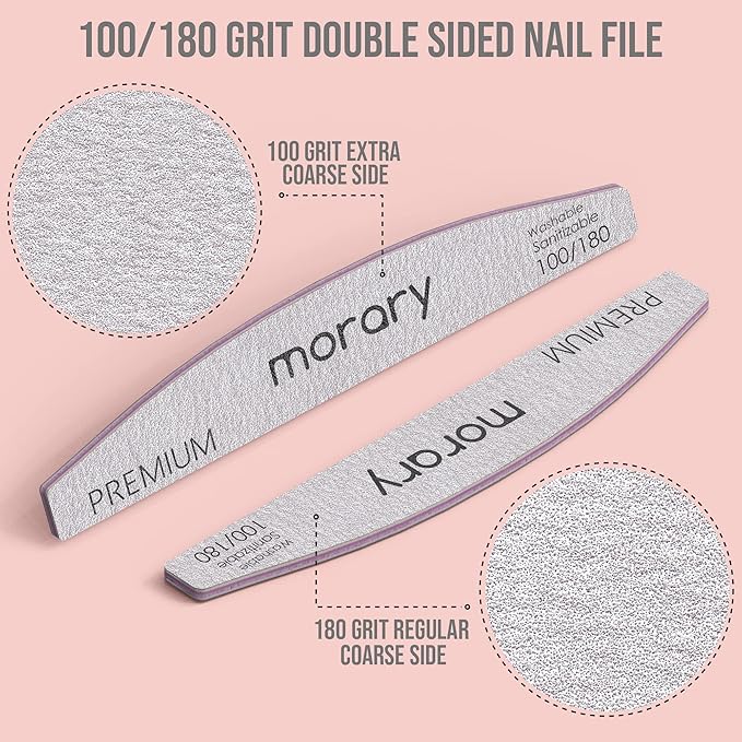 Nail File 100/180 Grit Nail Files for Natural Nails Acrylic Nails Double Sided Emery Board Fingernail Files Limas para Acrilico 12 Pack