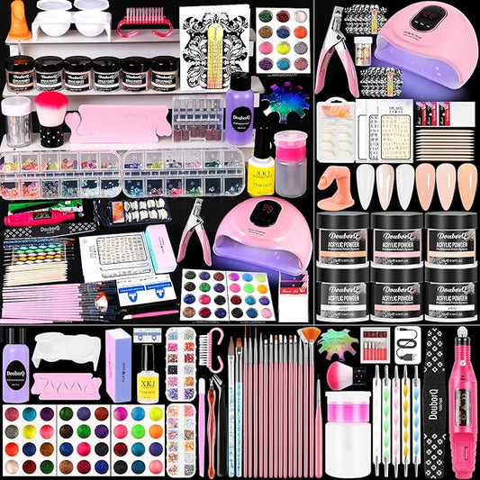 Acrylic Nail Kit With Drill And U V Light Full Nail Kit Set Professional Nail Starter Kit For Beginners Acrylic With Everything
