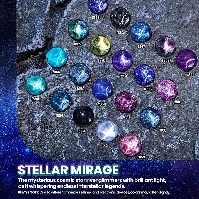 Beetles Chameleon Gel Polish Set - Stellar Mirage Collection, 20 Color-Shifting Cat Eye & Temperature Changing Gel Polishes, Magnetic Jelly Nails, Soak Off UV LED Nail Art Kit for DIY Manicure Lovers