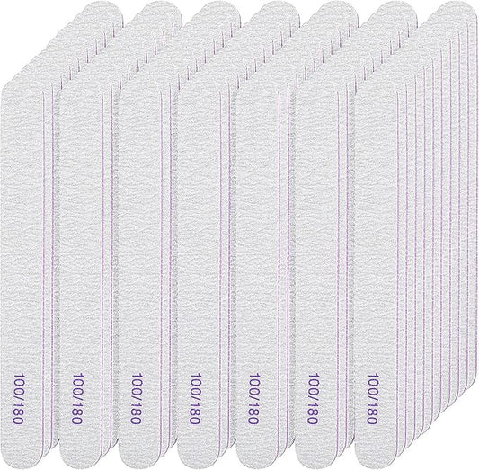 200 Pcs Nail Files 100/180 Grit Double Sides Emery Boards Reusable Nail Files for Acrylic Nails Professional Manicure Tools for Natural Nails Acrylic Nails Home and Salon Supplies (Oval)