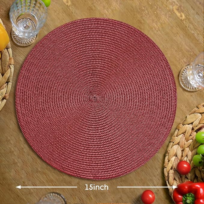 FunWheat Round Braided Placemats Set of 8 Table Mats - Image 2