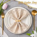 APTWOW Gold Napkin Rings Set of 6, Semicircle Metal Gold Napkin Holder Buckles - Image 3