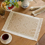 Coffee Scroll Linen Table Runner by UWWGKK