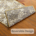 ORTIGIA Vintage Floral Table Runner, Boho Chenille Beige Farmhouse Rustic Runner - Image 5
