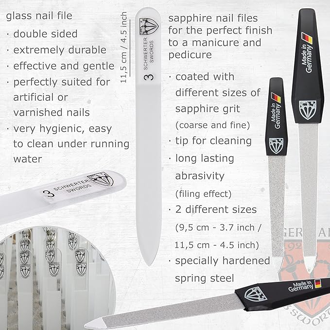 3 Swords Germany - brand quality 16 piece manicure pedicure grooming kit set for professional finger & toe nail care scissors clipper synthetic leather case, Made in Germany