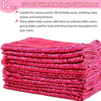 12 Packs Sequin Table Runner Hot Pink 12 X 108 Inch Glitter Dining Table Runner - Image 2