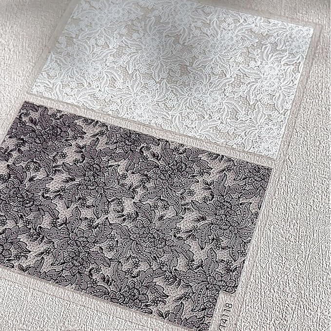 1 Sheets Embossed Lace Nail Decals for Nail Art Black White Flower Nail Stickers 5d Self-Adhesive Lace Flowers Nail Decals Fall Winter Nail Decoration for Women Nails Designs Accessories