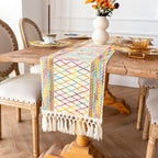 EMMTEEY Macrame Table Runner Boho Style 36 Inches Long, Hexagonal Colorful | - Image 6