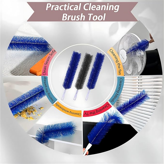 3pc Flexible Cleaner Brush (Non-disassembly Cleaning) Bendable Dusting Brush for Electric and Blind,Bendable Microfiber Crevice Dust Collector,Fan Duster for Standing Vent Cleaner