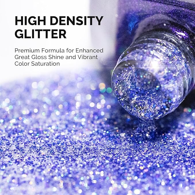 MelodySusie Galaliver Glitter Gel Nail Polish, 15ML Sparkly Shimmer Gel Polish Soak Off UV LED Cured Long Lasting Gift for Women DIY Nail Design Nail Art Manicure Starry Blue X11