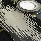 Elegant Black Table Runner, Modern Abstract Geometric, Tassels | Table Runners - Image 5