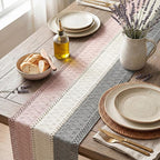 Artoid Mode Grey Beige Pink Farmhouse Rustic Table Runner 12x120 Inch | Holiday - Image 3