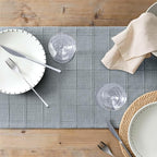 Linen Checked Farmhouse Table Runner, 13x108 Inches Chambray | Raised Grid - Image 7