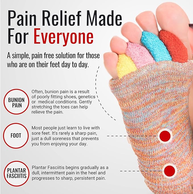 My Happy Feet Foot Alignment Socks with Toe Separators for Men or Women