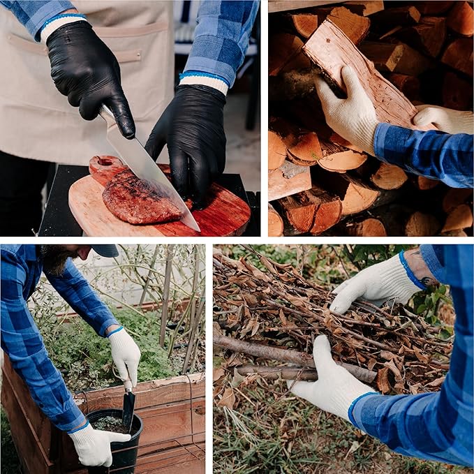 Raxwell White Cotton Gloves - Premium Knit Work Gloves, 12 pairs - Durable Liners for BBQ, Painting, Gardening, Industrial, & Mechanics, Natural Color, Size X-Large