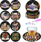 8PCS Bookshelf Diamond Art Coasters by Mrnsiet