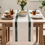 Artoid Mode Forest Green Stripe Woven Rustic Table Runner 12x72 Inch | Holiday - Image 2