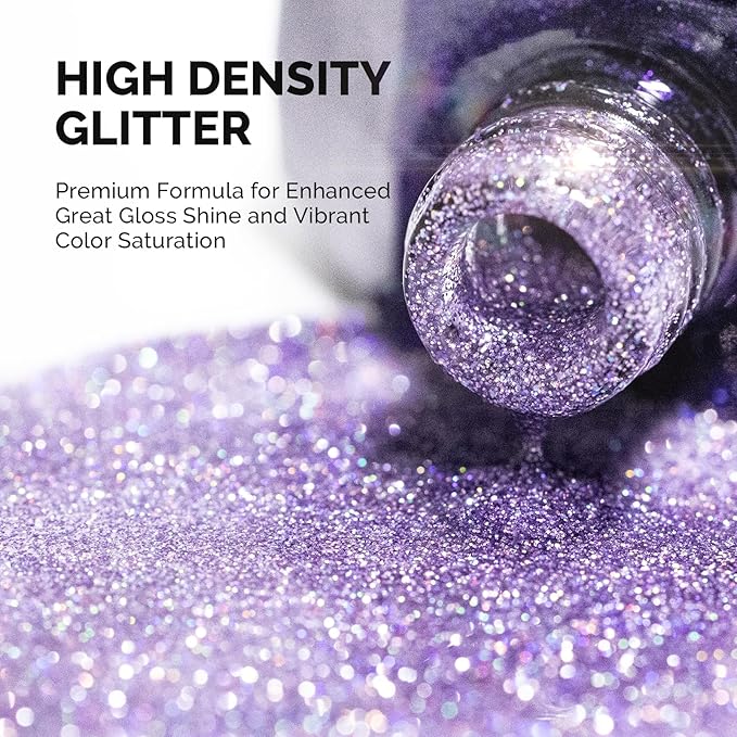 MelodySusie Galaliver Glitter Gel Nail Polish, 15ML Sparkly Shimmer Gel Polish Soak Off UV LED Cured Long Lasting Gift for Women DIY Nail Design Nail Art Manicure Courage Purple X05