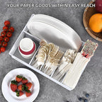 VIKEYHOME Paper Plate Organizer, Metal Silverware Caddy, Caddy - Image 6