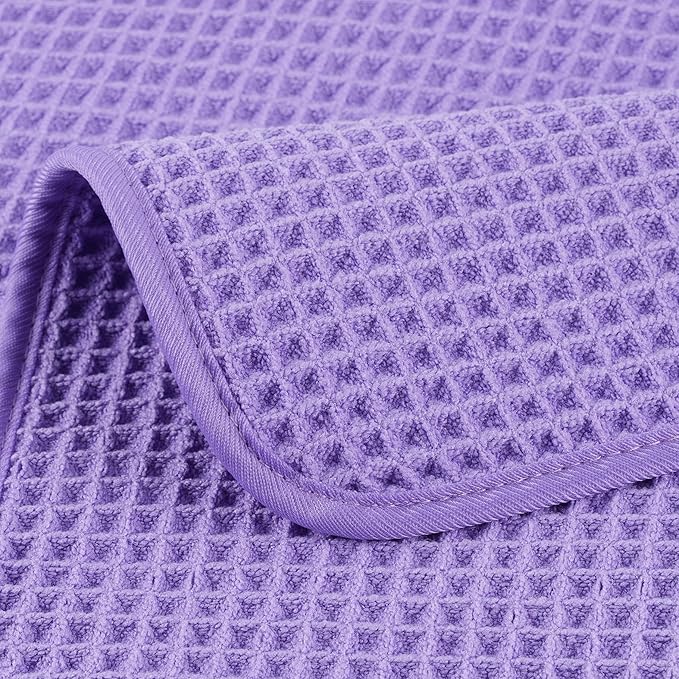 POLYTE Microfiber Lint Free Washcloth Face Towel, 13 x 13 in, 4 Pack (Waffle Weave)
