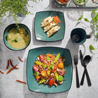 Gibson Elite Soho Lounge 16-Piece Reactive Glaze Dinnerware Set – Teal and - Image 5